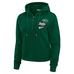 New York Jets WEAR by Erin Andrews Women's Plus Size Waffle Hoodie Pullover Top Green - NFL