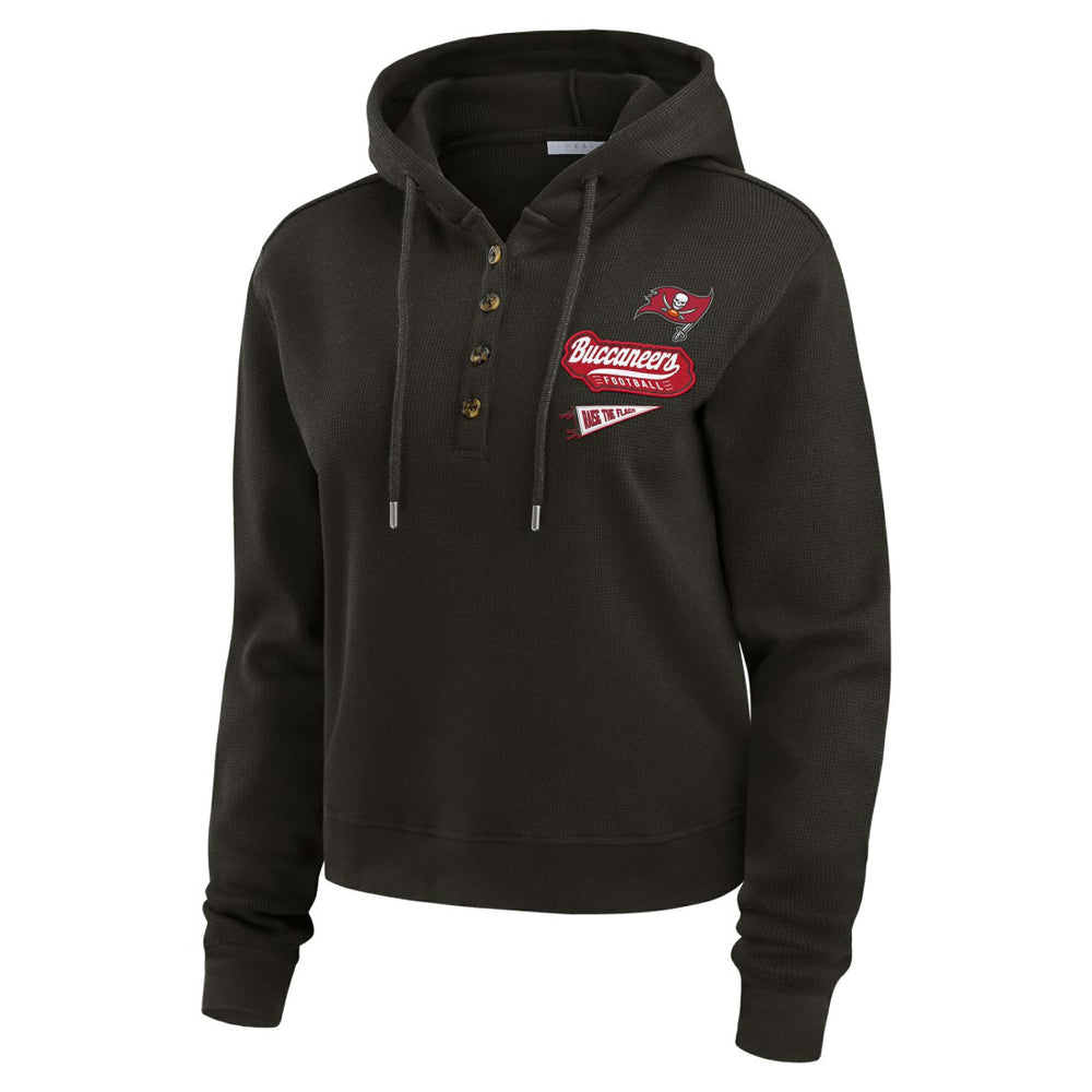 Tampa Bay Buccaneers WEAR by Erin Andrews Women's Plus Size Waffle Hoodie Pullover Top Pewter - NFL