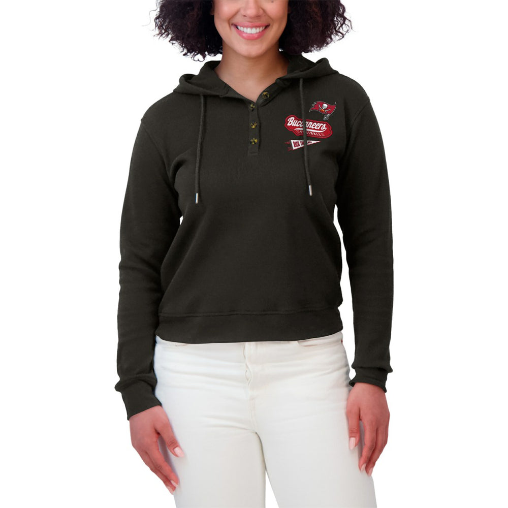 Tampa Bay Buccaneers WEAR by Erin Andrews Women's Plus Size Waffle Hoodie Pullover Top Pewter - NFL