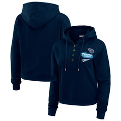Tennessee Titans WEAR by Erin Andrews Women's Plus Size Waffle Hoodie Pullover Top Navy - NFL