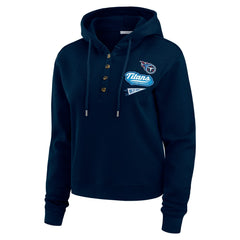 Tennessee Titans WEAR by Erin Andrews Women's Plus Size Waffle Hoodie Pullover Top Navy - NFL
