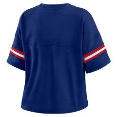 New York Giants WEAR by Erin Andrews Women's Plus Size Color Block Boxy T-Shirt Royal/White - NFL