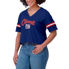 New York Giants WEAR by Erin Andrews Women's Plus Size Color Block Boxy T-Shirt Royal/White - NFL