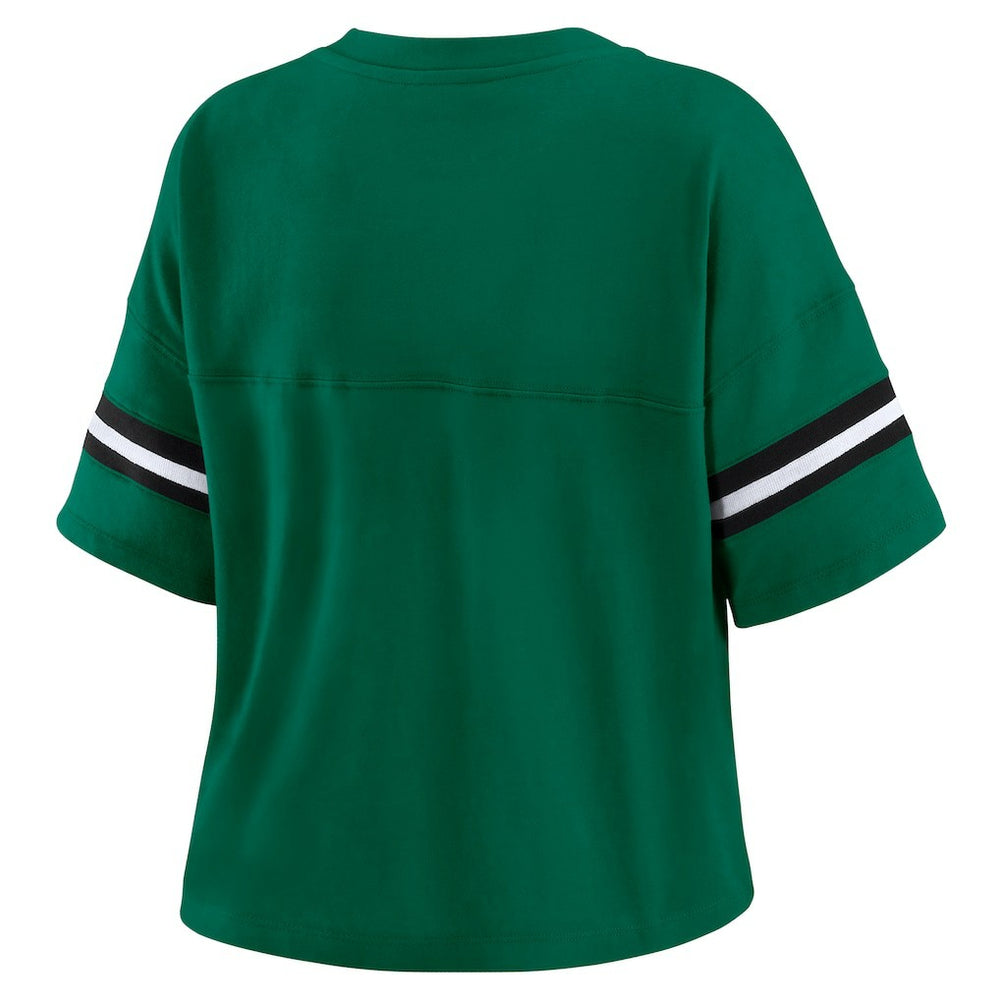 New York Jets WEAR by Erin Andrews Women's Plus Size Color Block Boxy T-Shirt Green/White - NFL