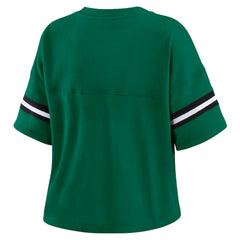 New York Jets WEAR by Erin Andrews Women's Plus Size Color Block Boxy T-Shirt Green/White - NFL