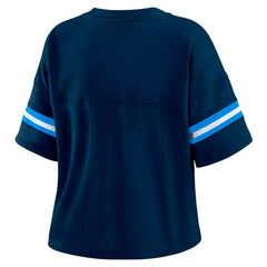 Tennessee Titans WEAR by Erin Andrews Women's Plus Size Color Block Boxy T-Shirt Navy/White - NFL