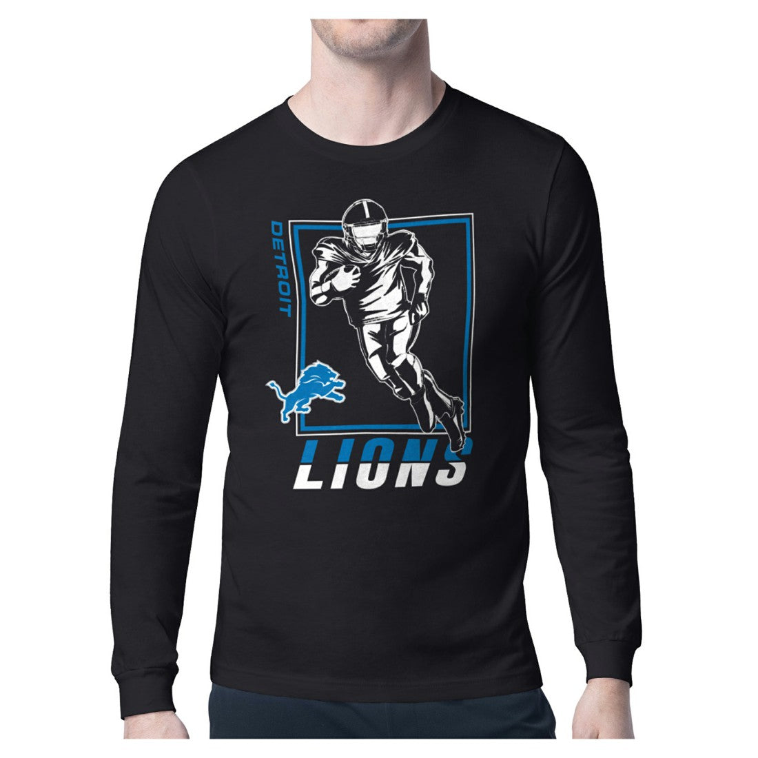 Detroit Lions Starter Player Grid Graphic Long Sleeve T-Shirt Black - NFL
