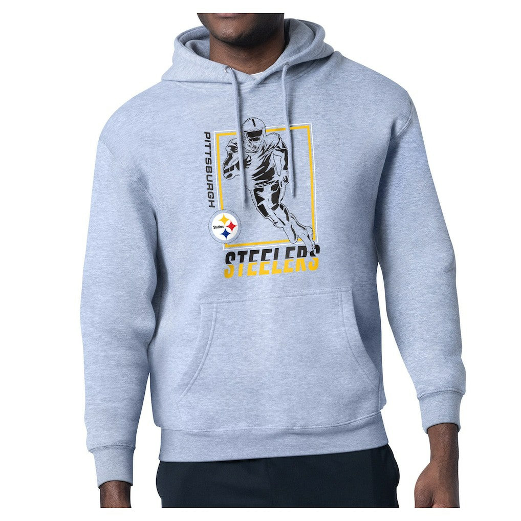 Pittsburgh Steelers Starter Player Grid Pullover Hoodie Heather Gray - NFL