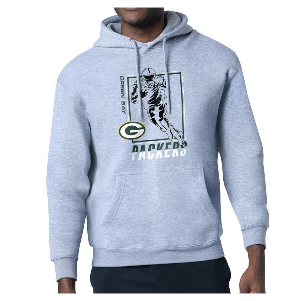 Green Bay Packers Starter Player Grid Pullover Hoodie Heather Gray - NFL