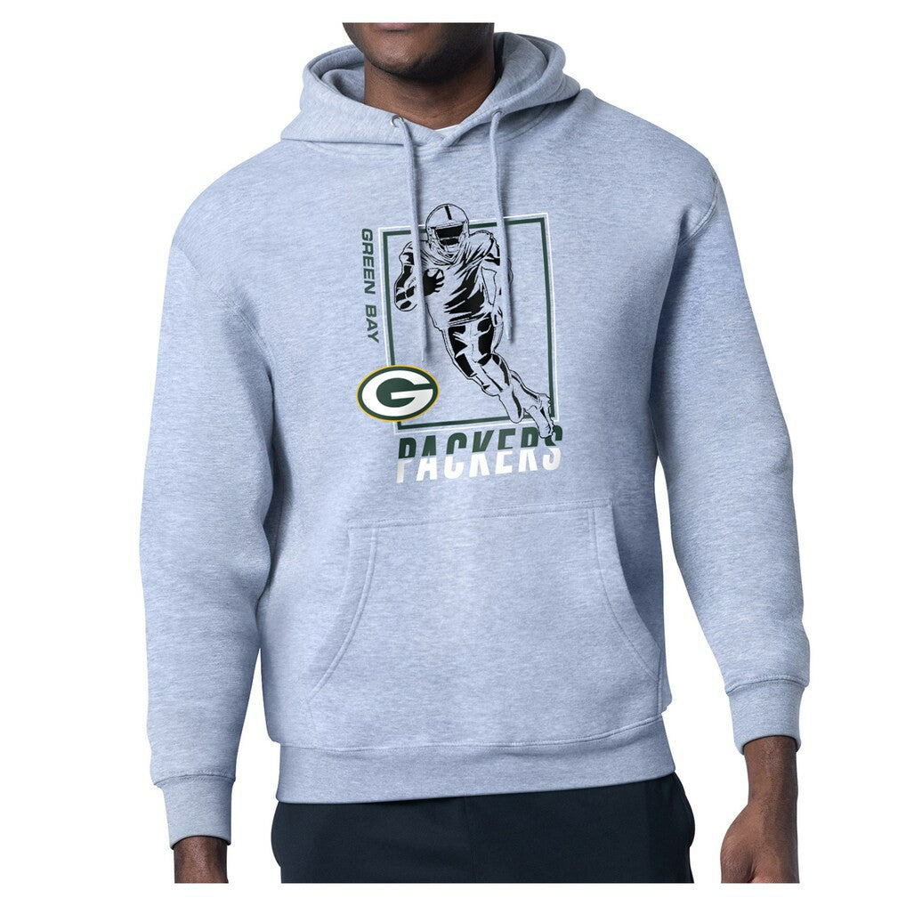 Green Bay Packers Starter Player Grid Pullover Hoodie Heather Gray - NFL