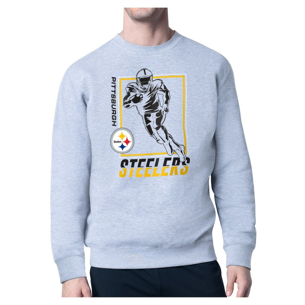 Pittsburgh Steelers Starter Player Grid Pullover Sweatshirt Heather Gray - NFL