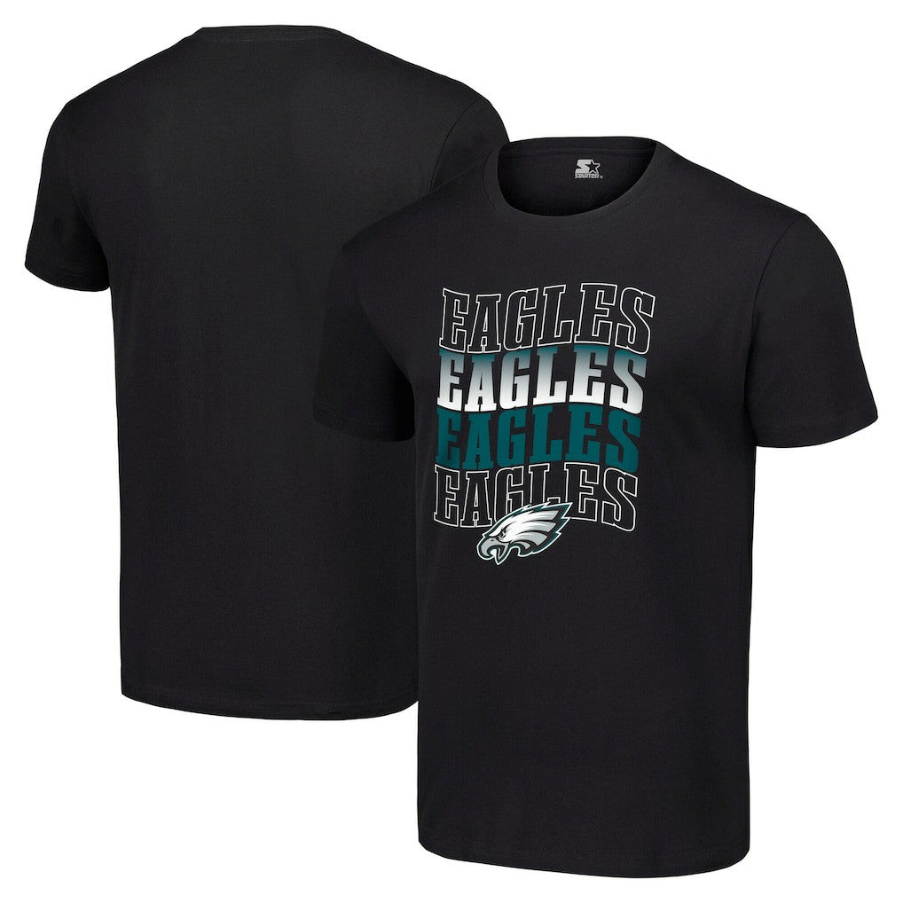 Philadelphia Eagles Starter Four Team Name Logo T-Shirt Black - NFL