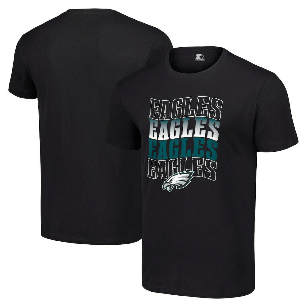 Philadelphia Eagles Starter Four Team Name Logo T-Shirt Black - NFL