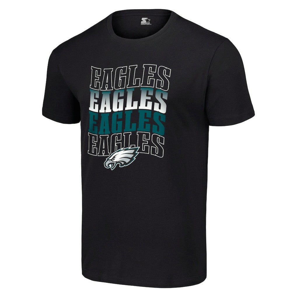 Philadelphia Eagles Starter Four Team Name Logo T-Shirt Black - NFL