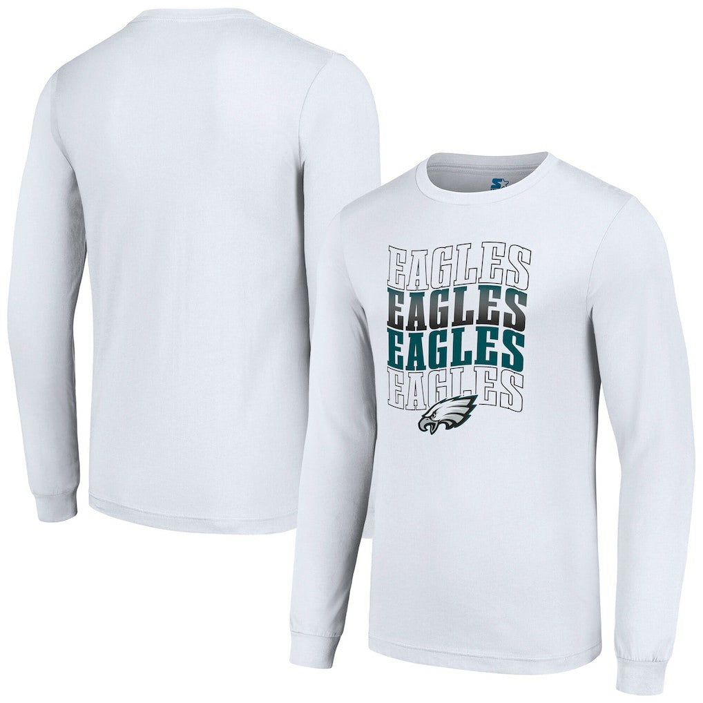 Philadelphia Eagles Starter Team Name Graphic Long Sleeve T-Shirt White - NFL