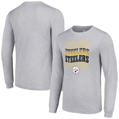 Pittsburgh Steelers Starter Team Name Graphic Long Sleeve T-Shirt Heather Gray - NFL