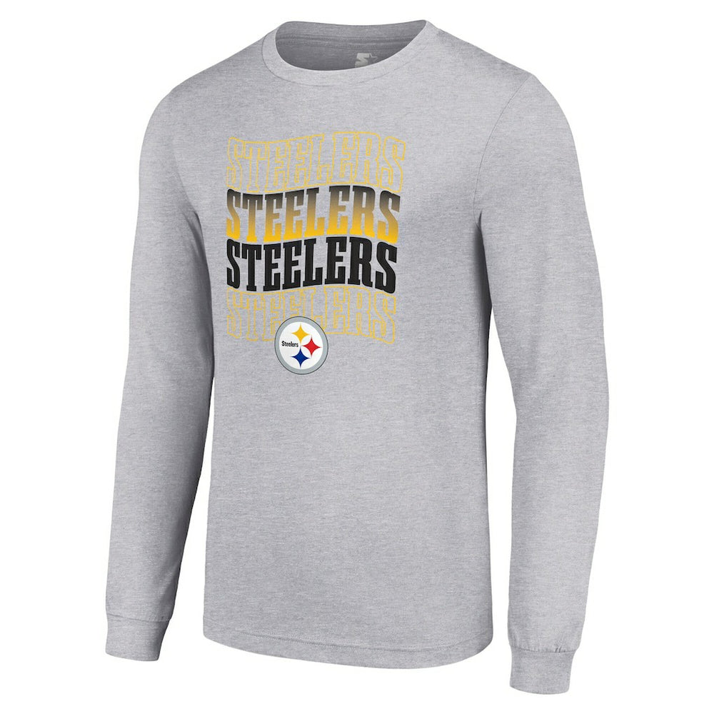 Pittsburgh Steelers Starter Team Name Graphic Long Sleeve T-Shirt Heather Gray - NFL