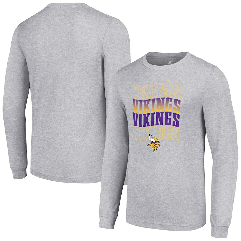 Minnesota Vikings Starter Team Name Graphic Long Sleeve T-Shirt Heather Gray - NFL