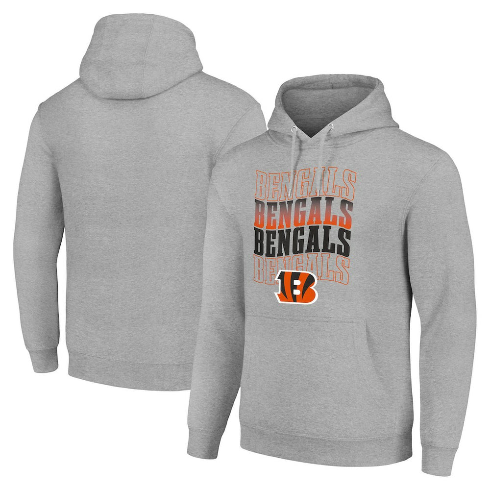 Cincinnati Bengals Starter Four Team Name Logo Fleece Pullover Hoodie Heather Gray - NFL