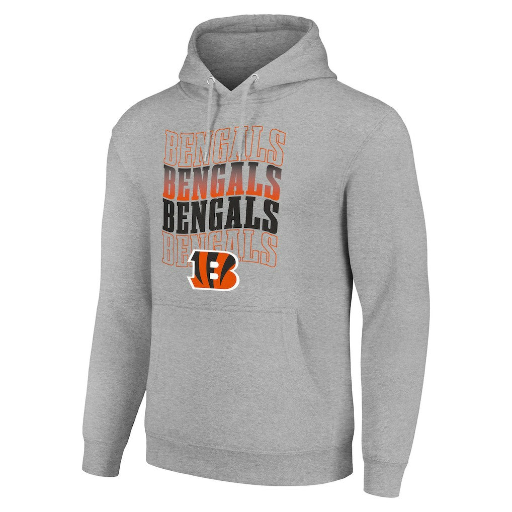 Cincinnati Bengals Starter Four Team Name Logo Fleece Pullover Hoodie Heather Gray - NFL