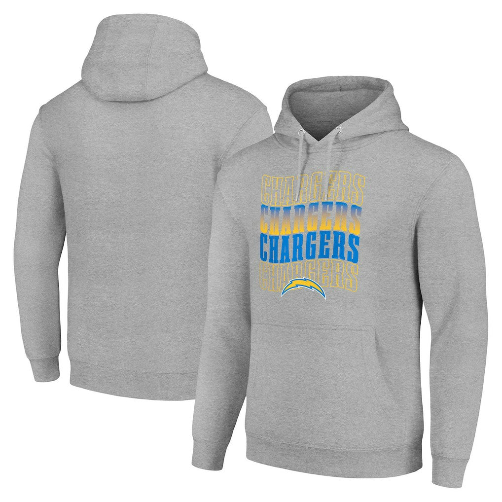 Los Angeles Chargers Starter Four Team Name Logo Fleece Pullover Hoodie Heather Gray - NFL