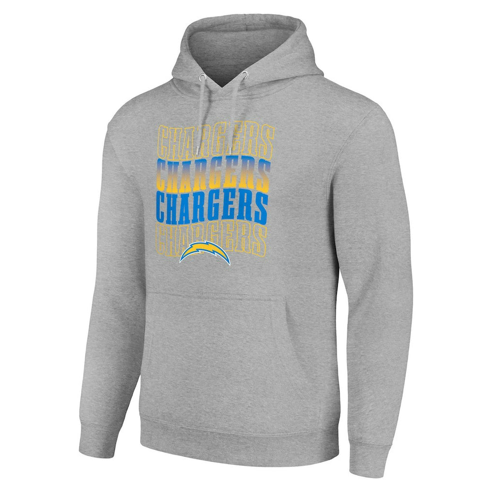 Los Angeles Chargers Starter Four Team Name Logo Fleece Pullover Hoodie Heather Gray - NFL