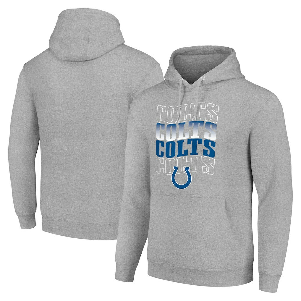 Indianapolis Colts Starter Four Team Name Logo Fleece Pullover Hoodie Heather Gray - NFL
