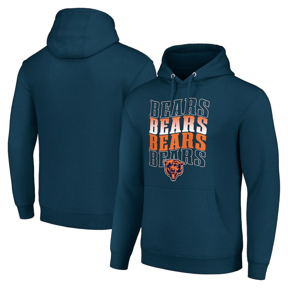 Chicago Bears Starter Four Team Name Logo Fleece Pullover Hoodie Navy - NFL