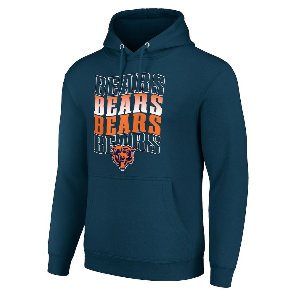 Chicago Bears Starter Four Team Name Logo Fleece Pullover Hoodie Navy - NFL