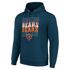 Chicago Bears Starter Four Team Name Logo Fleece Pullover Hoodie Navy - NFL