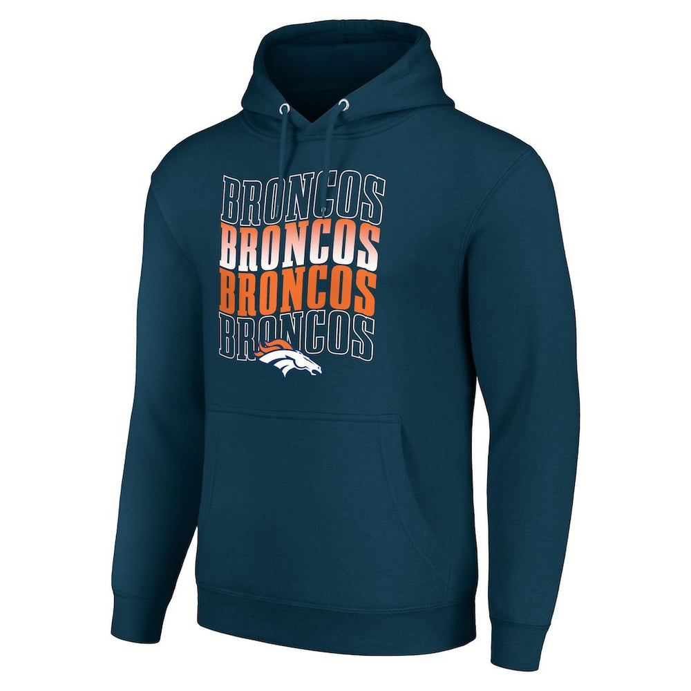 Denver Broncos Starter Four Team Name Logo Fleece Pullover Hoodie Navy - NFL