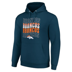 Denver Broncos Starter Four Team Name Logo Fleece Pullover Hoodie Navy - NFL
