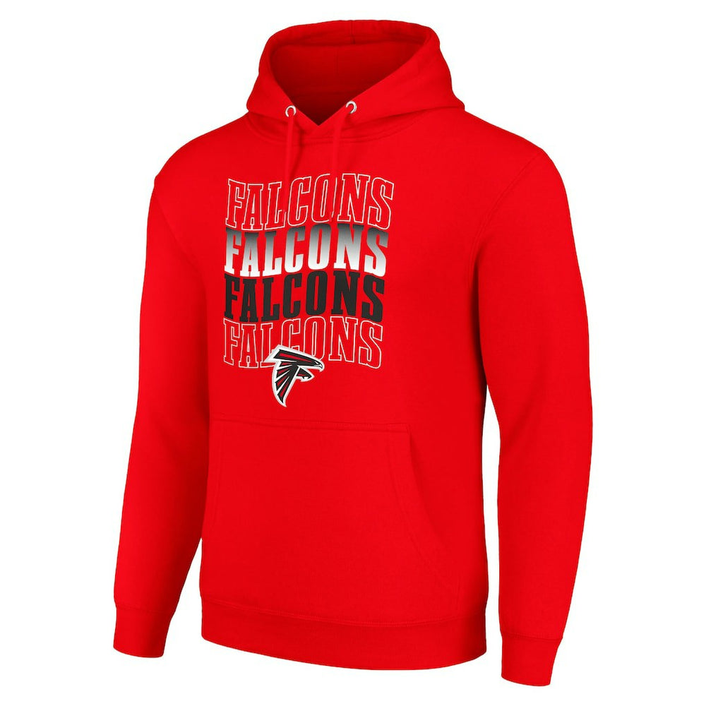 Atlanta Falcons Starter Four Team Name Logo Fleece Pullover Hoodie Red - NFL