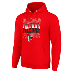 Atlanta Falcons Starter Four Team Name Logo Fleece Pullover Hoodie Red - NFL