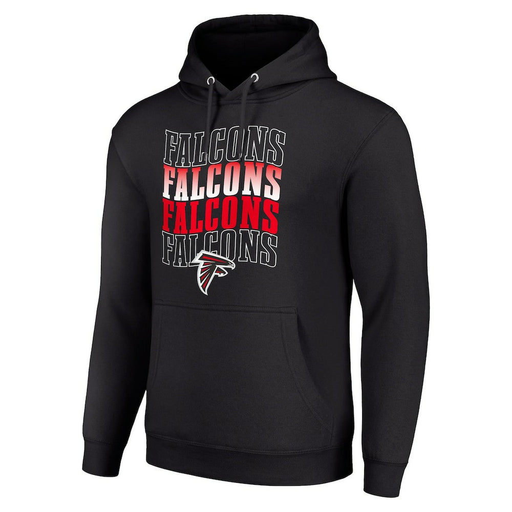 Atlanta Falcons Starter Four Team Name Logo Fleece Pullover Hoodie Black - NFL