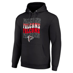 Atlanta Falcons Starter Four Team Name Logo Fleece Pullover Hoodie Black - NFL