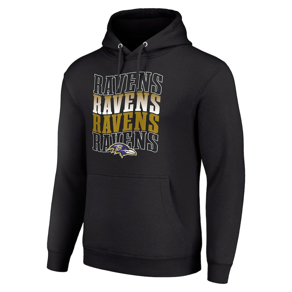 Baltimore Ravens Starter Four Team Name Logo Fleece Pullover Hoodie Black - NFL