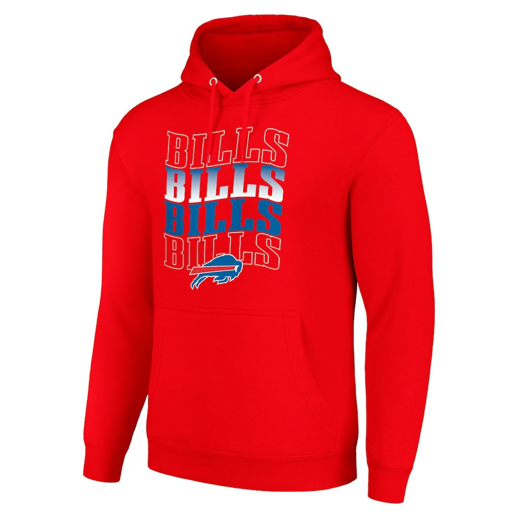 Buffalo Bills Starter Four Team Name Logo Fleece Pullover Hoodie Red - NFL