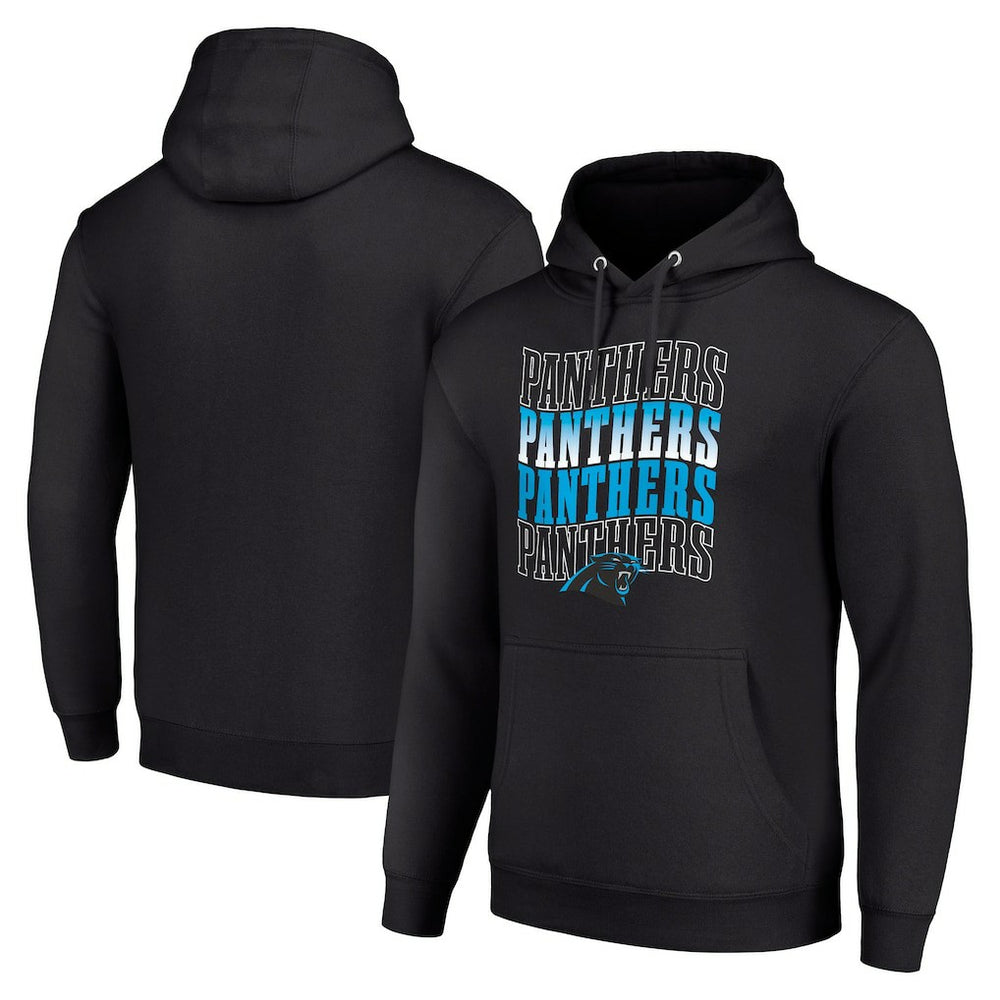 Carolina Panthers Starter Four Team Name Logo Fleece Pullover Hoodie Black - NFL