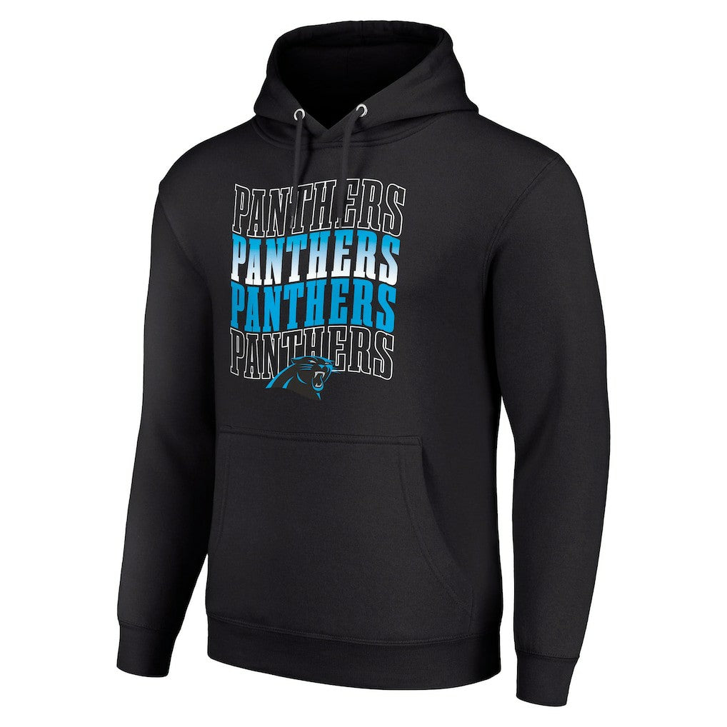 Carolina Panthers Starter Four Team Name Logo Fleece Pullover Hoodie Black - NFL