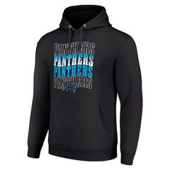 Carolina Panthers Starter Four Team Name Logo Fleece Pullover Hoodie Black - NFL