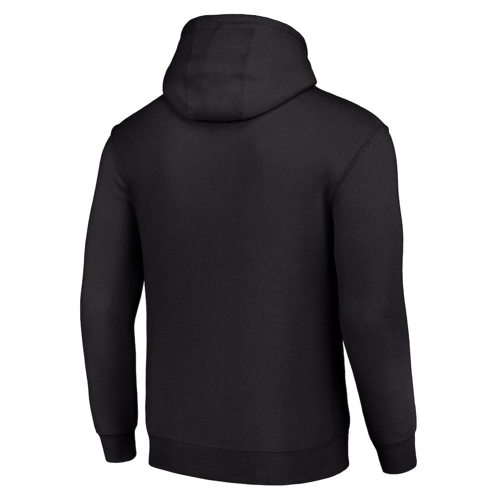 Carolina Panthers Starter Four Team Name Logo Fleece Pullover Hoodie Black - NFL