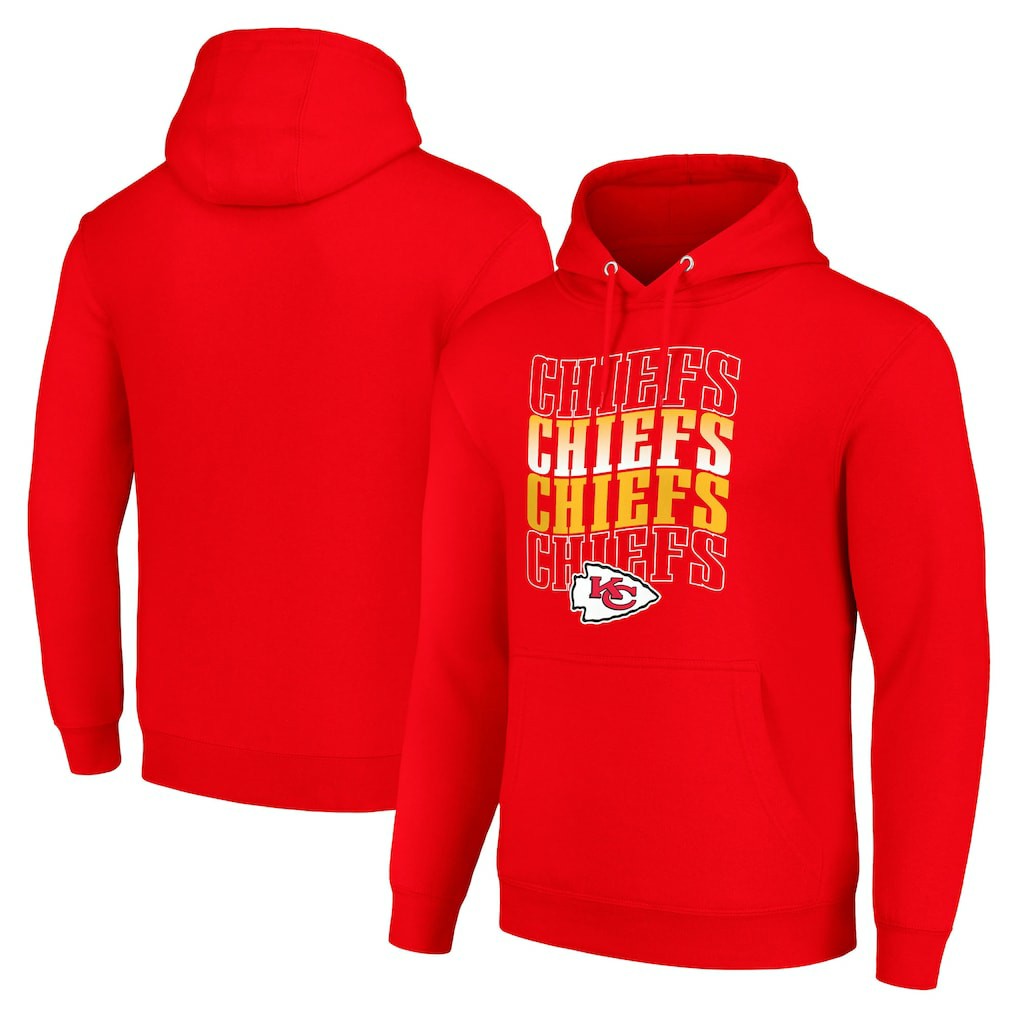 Kansas City Chiefs Starter Four Team Name Logo Fleece Pullover Hoodie Red - NFL