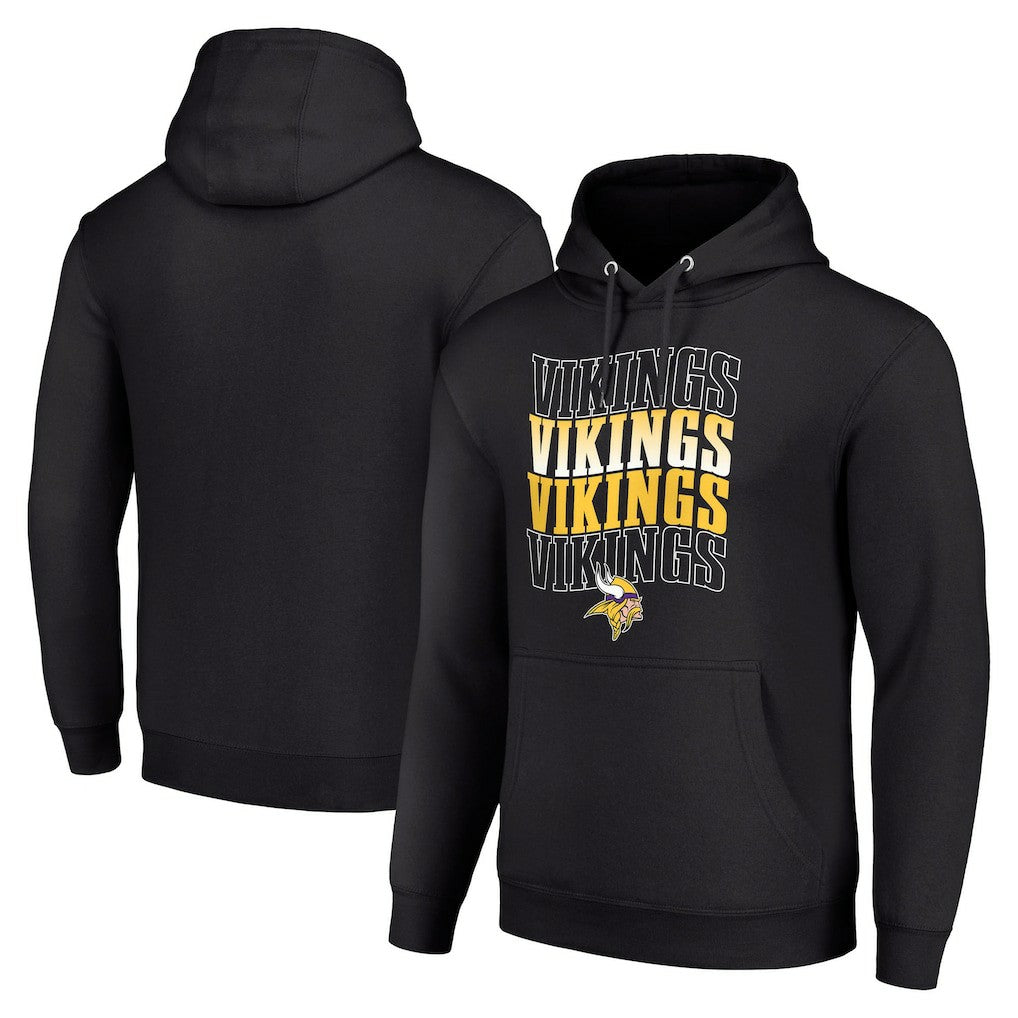 Minnesota Vikings Starter Four Team Name Logo Fleece Pullover Hoodie Black - NFL