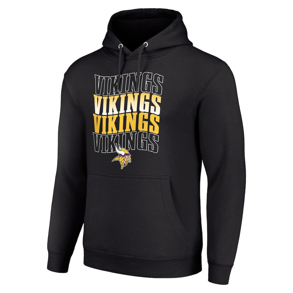 Minnesota Vikings Starter Four Team Name Logo Fleece Pullover Hoodie Black - NFL