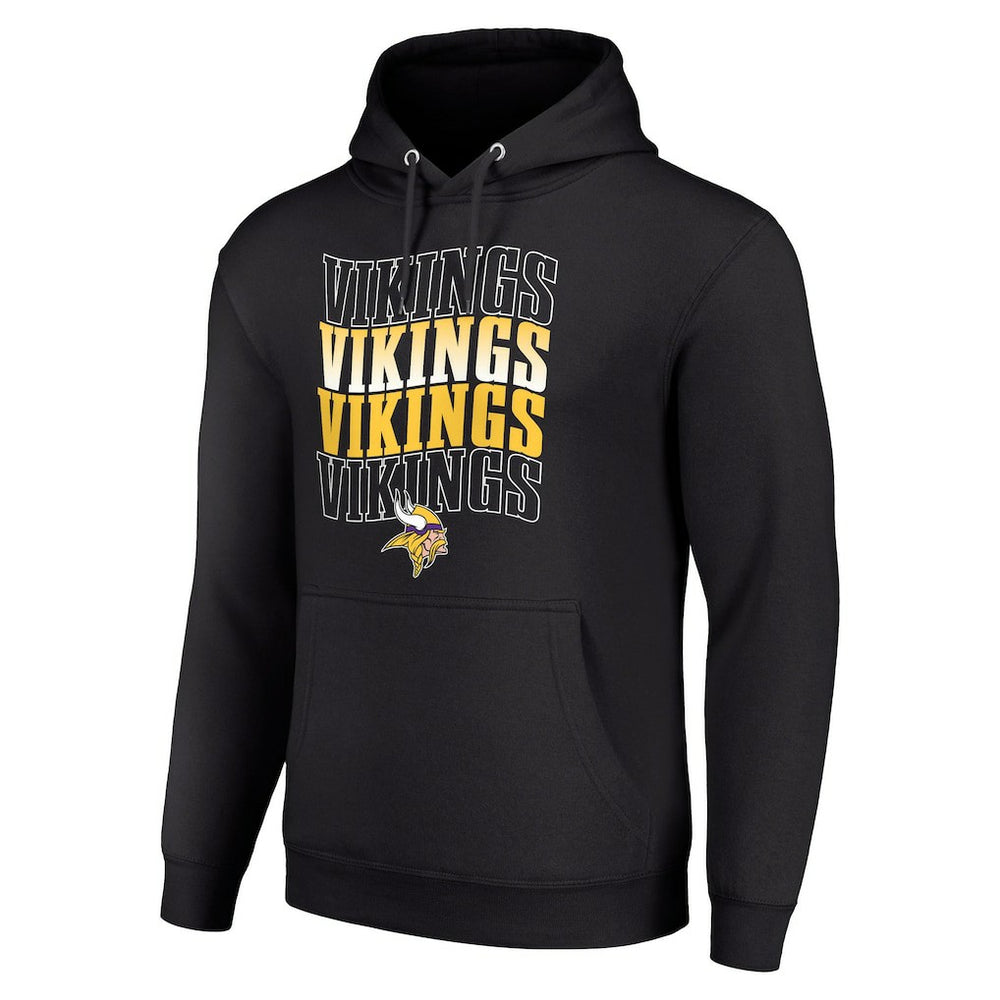 Minnesota Vikings Starter Four Team Name Logo Fleece Pullover Hoodie Black - NFL