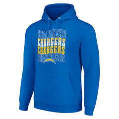 Los Angeles Chargers Starter Four Team Name Logo Fleece Pullover Hoodie Royal - NFL