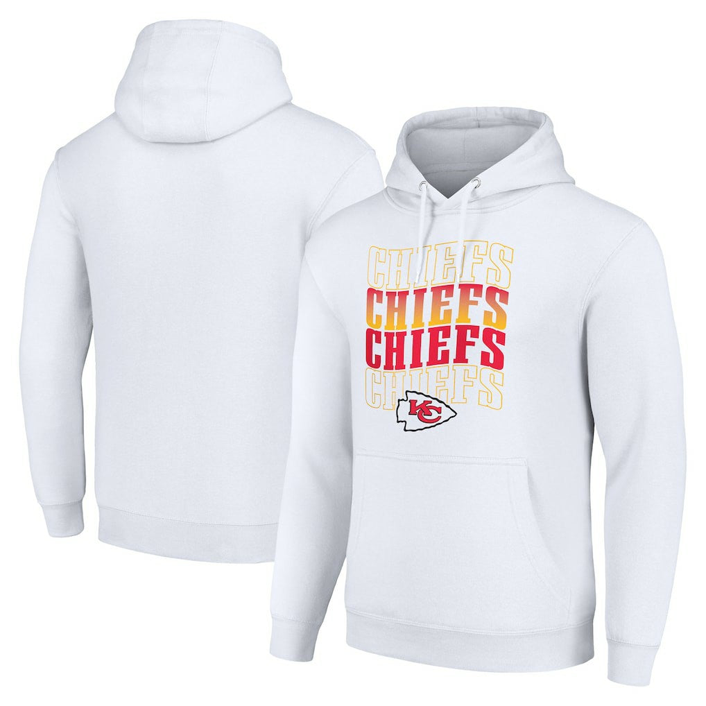 Kansas City Chiefs Starter Four Team Name Logo Fleece Pullover Hoodie White - NFL
