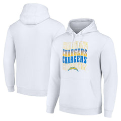 Los Angeles Chargers Starter Four Team Name Logo Fleece Pullover Hoodie White - NFL