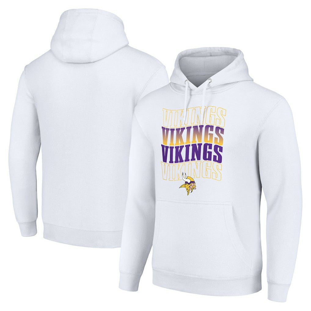 Minnesota Vikings Starter Four Team Name Logo Fleece Pullover Hoodie White - NFL